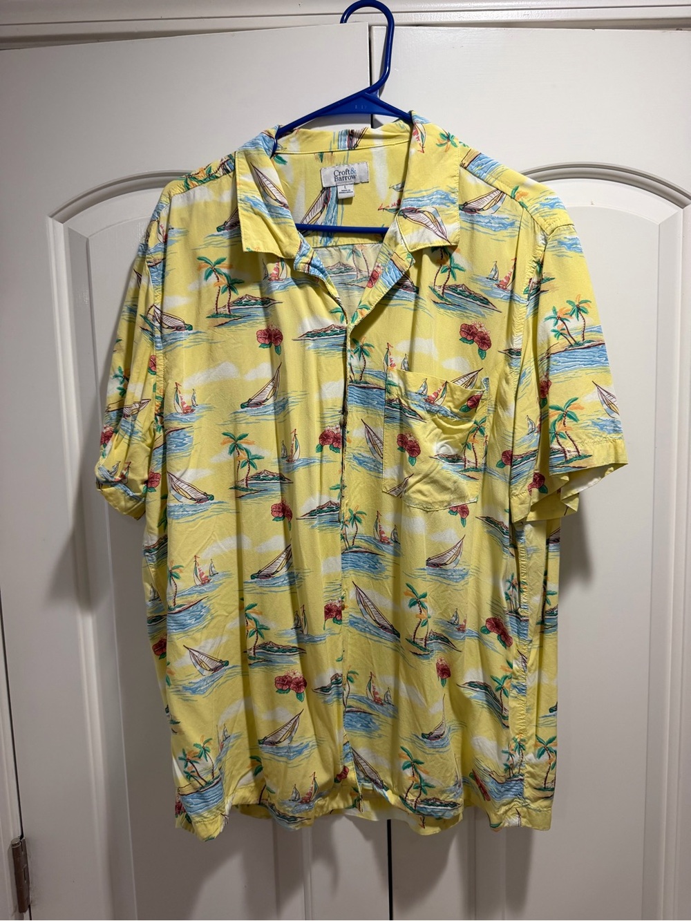 croft & barrow Yellow Tropical Print Shirt